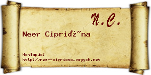 Neer Cipriána névjegykártya